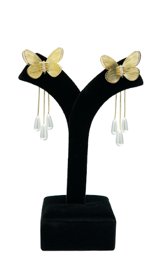 Butterfly Pearl Drop Earrings for Women